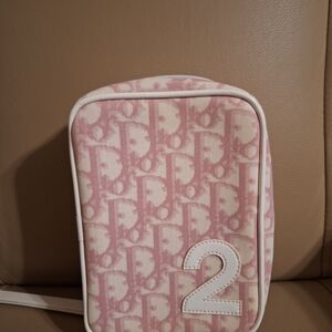 Dior Pink White Monogram Cosmetic Pouch